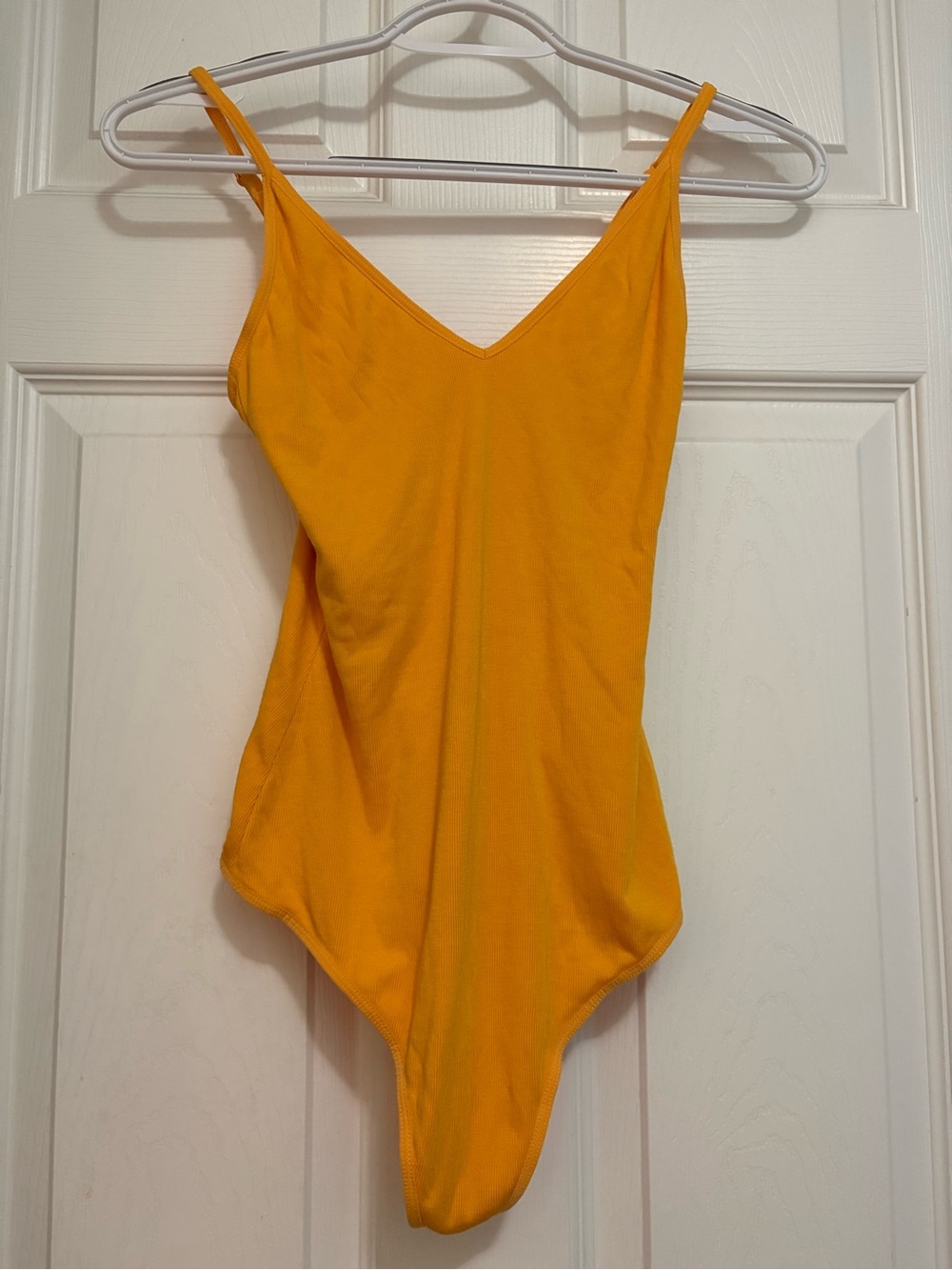 Aritzia Talula Yellow Ribbed Adjustable Thong Bodysuit